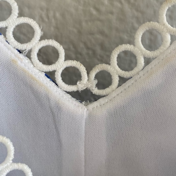 Women’s Just Taylor Sleeveless Blue Floral Lace Overlay Midi Dress Size 8 - Picture 7 of 9